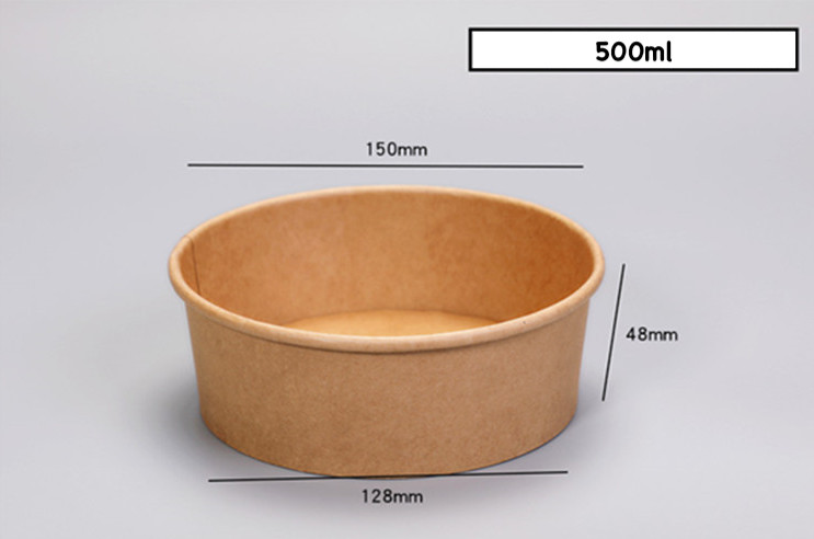 500ml Brown Kraft Paper Salad Bowls Takeaway Meal Round Containers ...