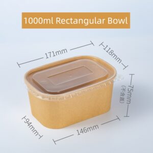 1000ml Brown Kraft Rectangular Container Lunch Paper Box