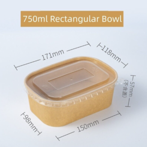 750ml Brown Kraft Rectangular Container Paper Box