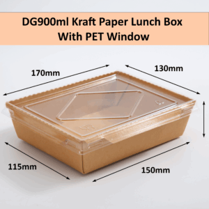 DG900ml Kraft Lunch Paper Box With PET Window
