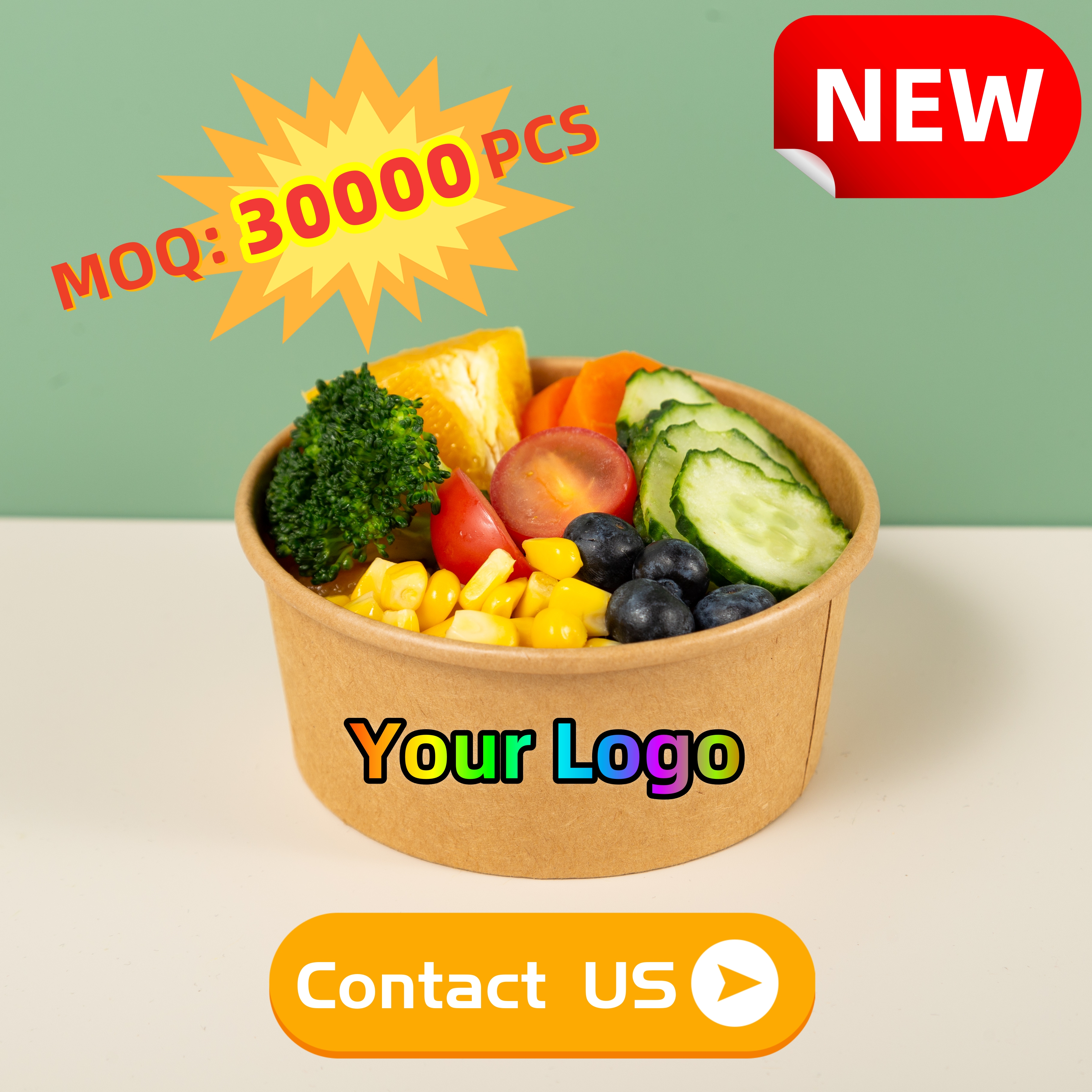 Custom Print Melbourne Paper Salad Bowls Takeaway Meal Round Containers